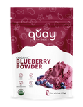 Package of quay Naturals Organic Blueberry Powder with red and white design.