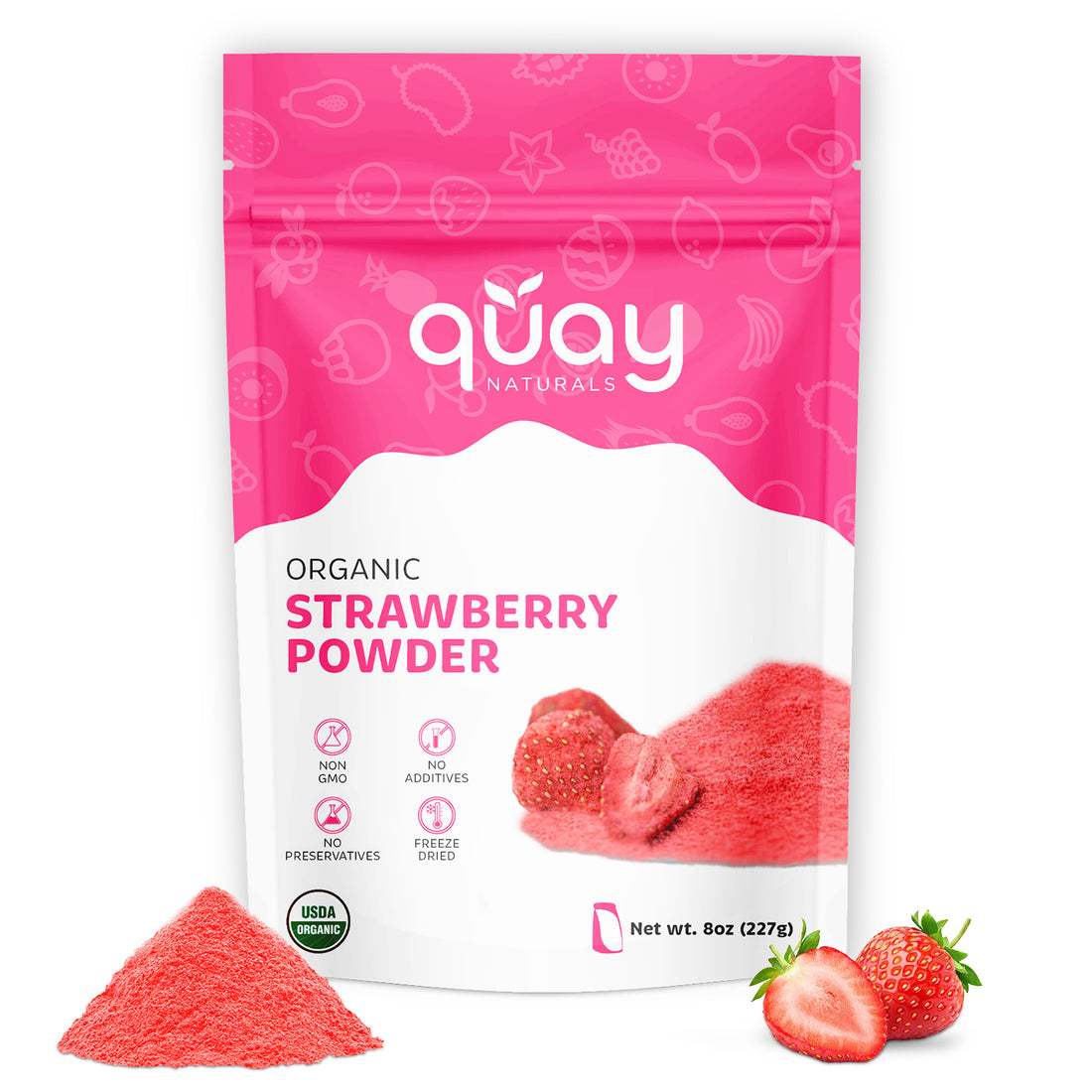 Organic Strawberry Powder Packet Front Side