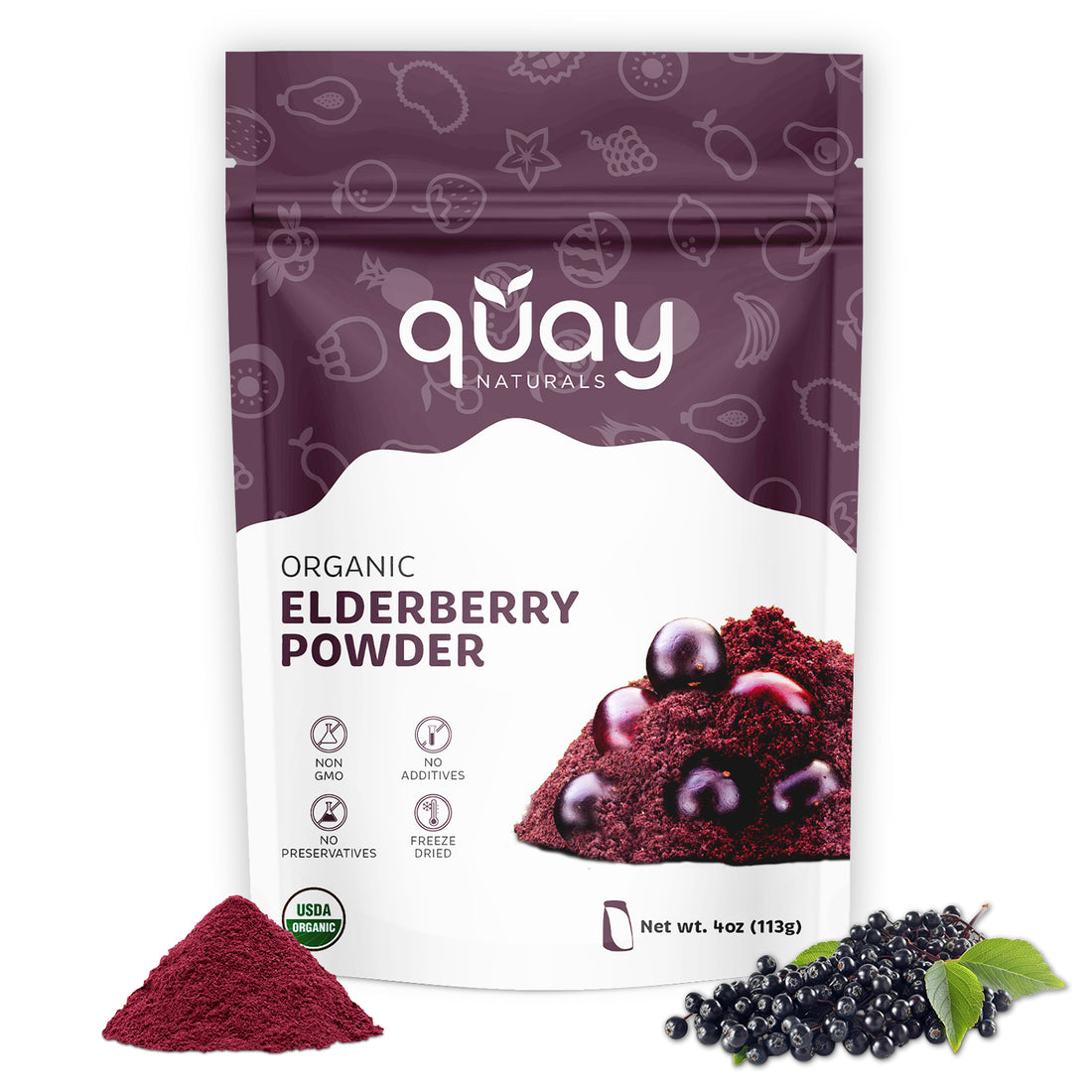 Quay Naturals Organic Elderberry Powder Front