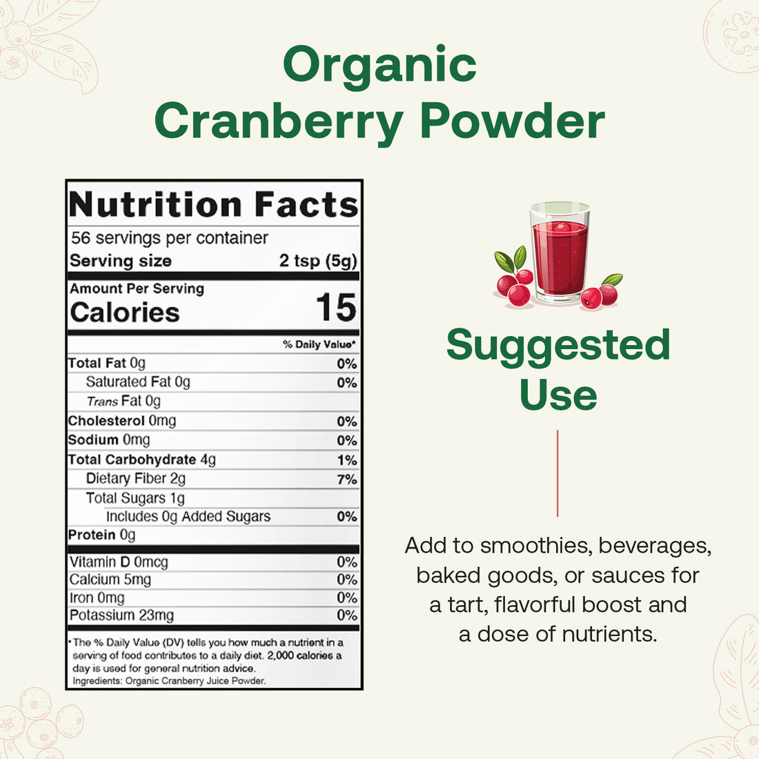 Organic Cranberry Powder Front Side