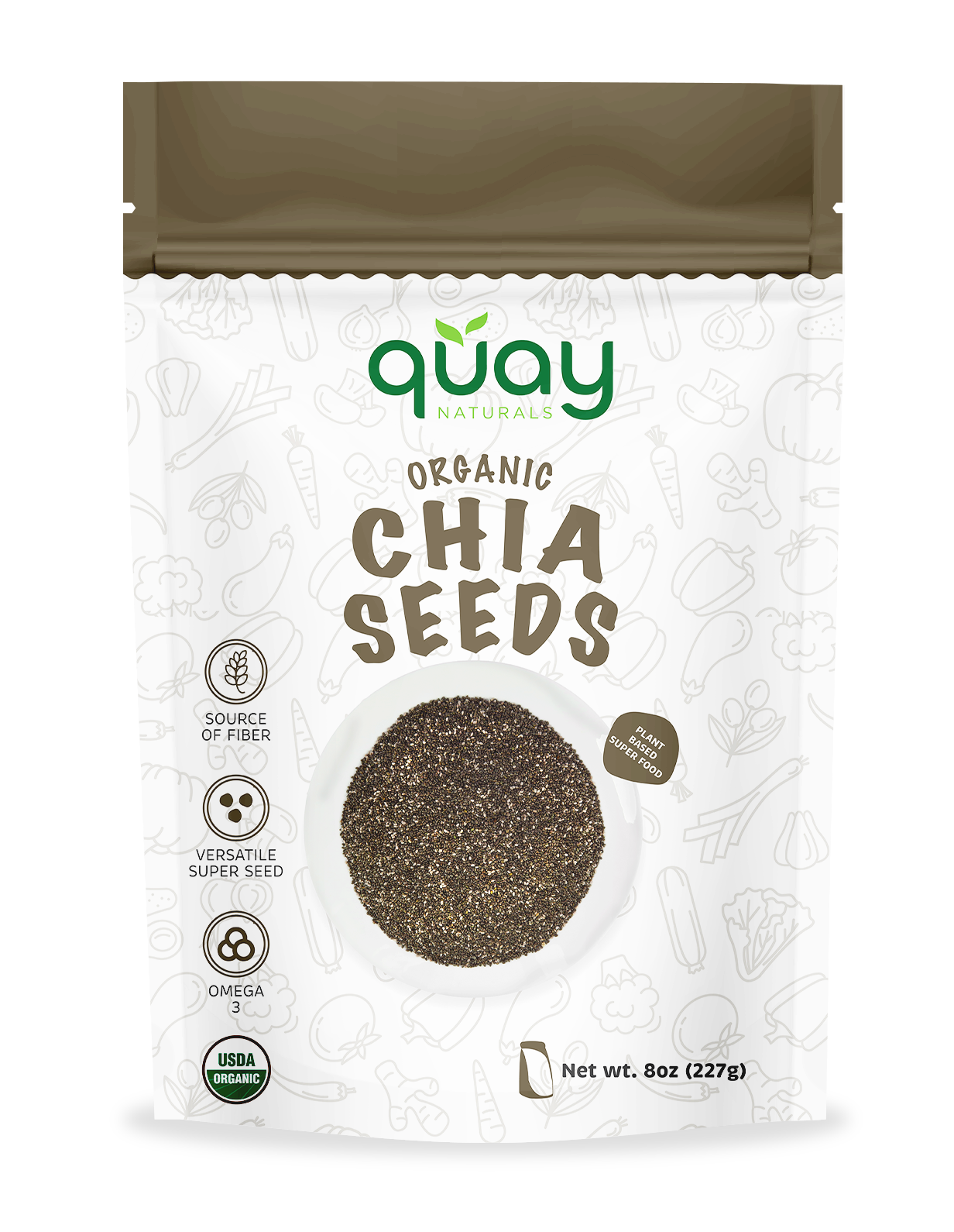 Quay Naturals Organic Chia Seeds packaging on a white background