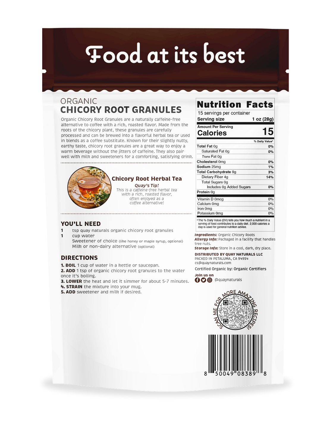 Organic Roasted Chicory Root Granules