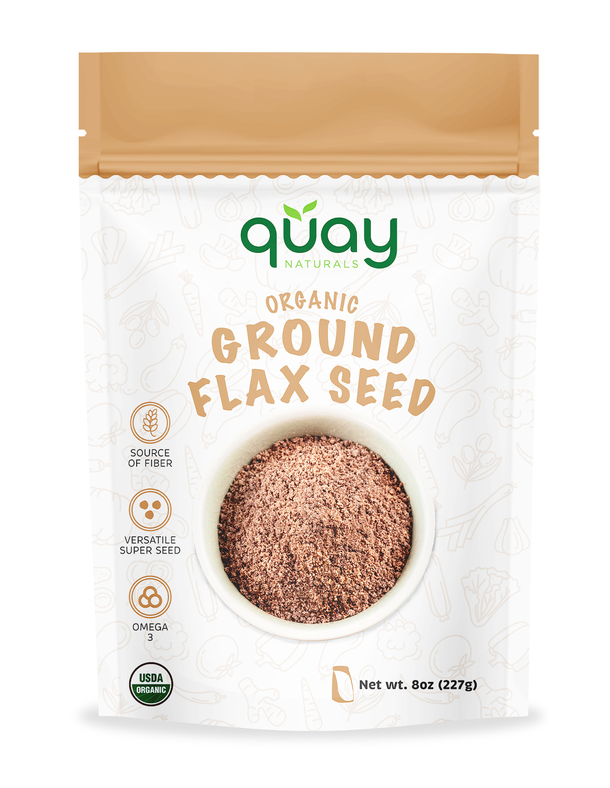 Quay Naturals Organic Ground Flax Seed package front side on a white background