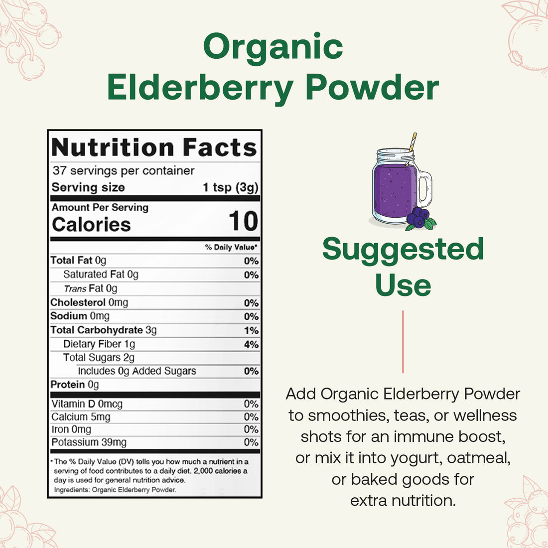 Quay Naturals Organic Elderberry Powder Front