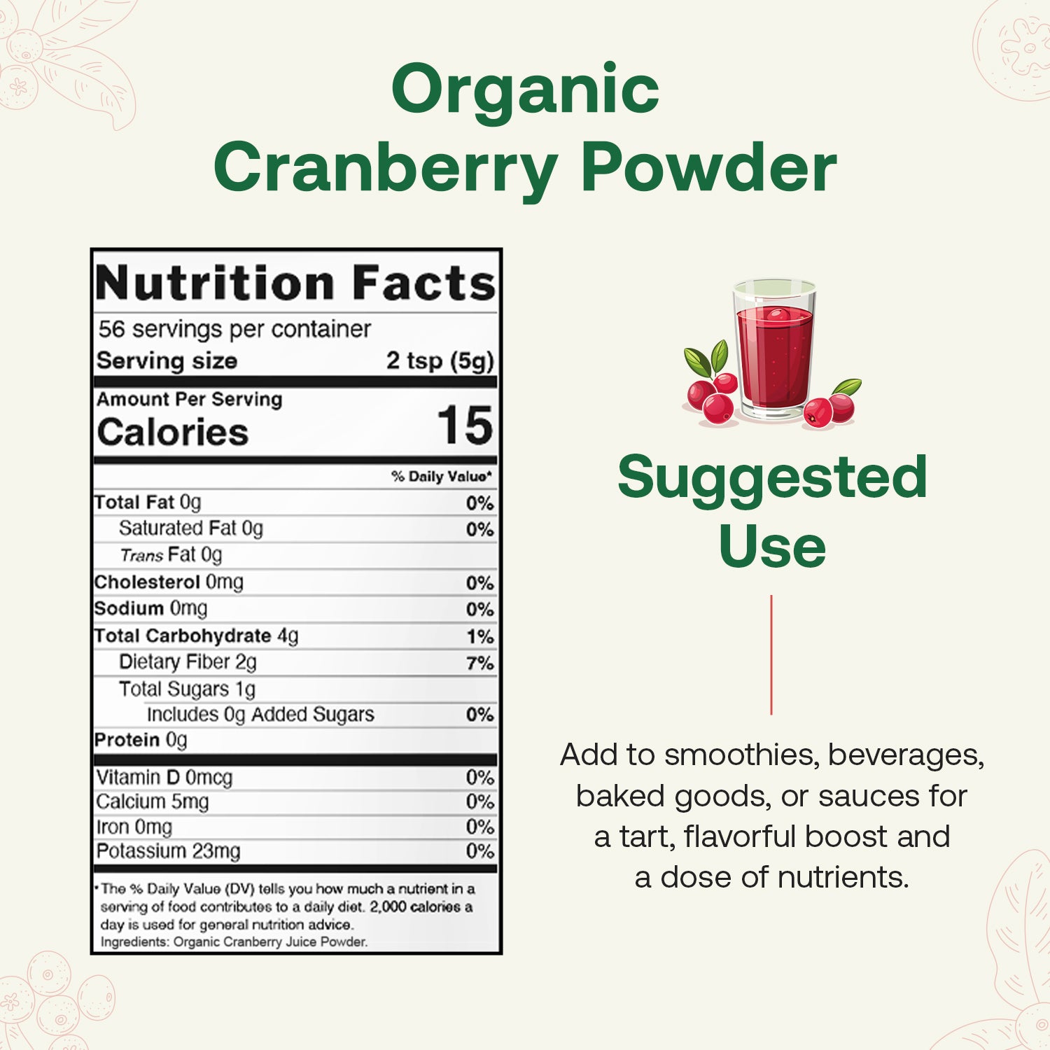 Organic Cranberry Powder Nutrition Facts