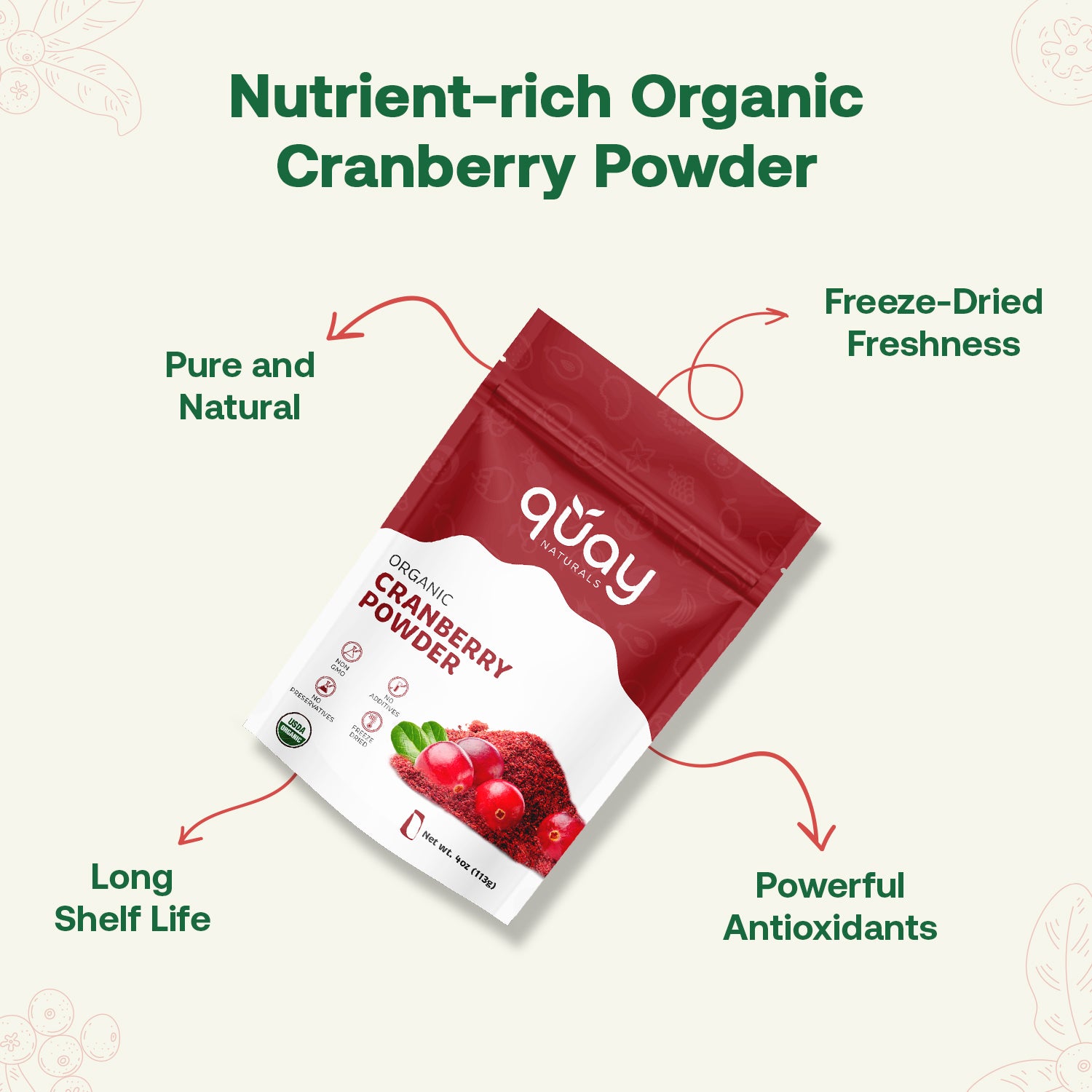 Nutrient Rich Organic Cranberry Powder