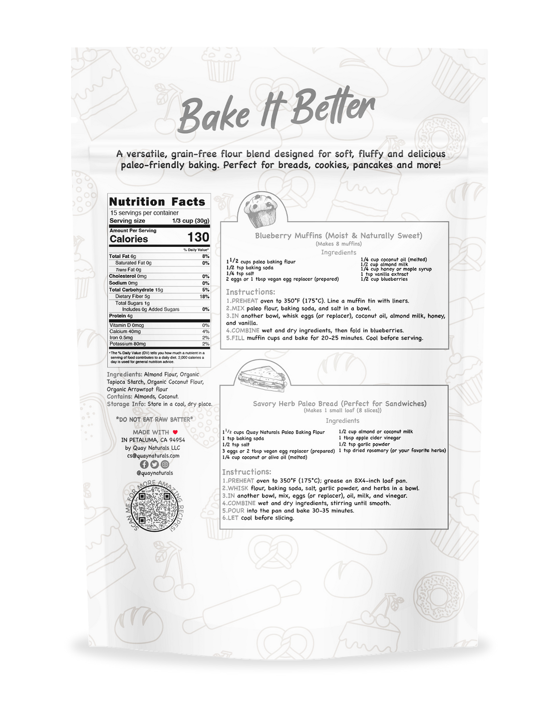 Package of quay Naturals Paleo Baking Flour on a white background