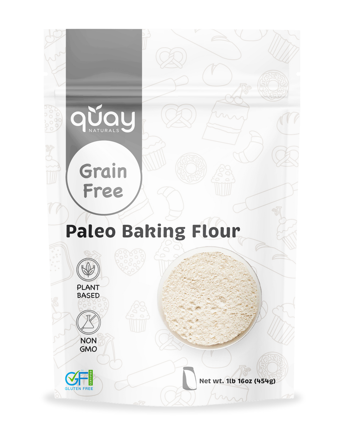 Package of quay Naturals Paleo Baking Flour on a white background